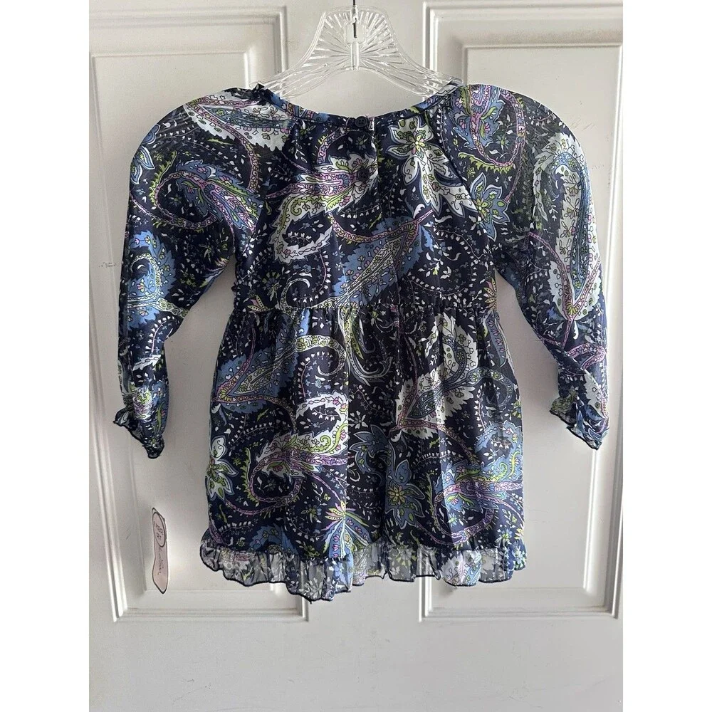 Little Lass 5T Dress Paisley Blue Flower Sheer Cute Girls Toddler - Picture 3 of 3